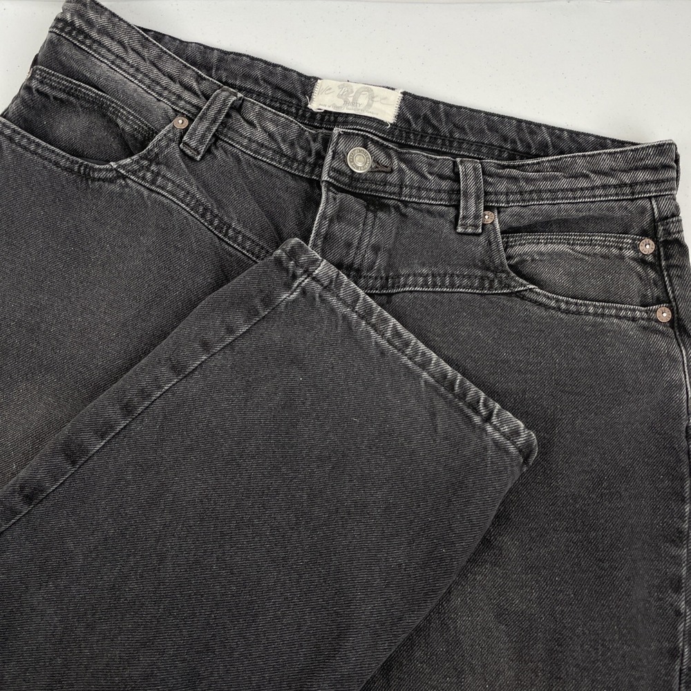 Free People Jeans Women's Size 30 Black Button Fly Straight Leg Grunge Skater